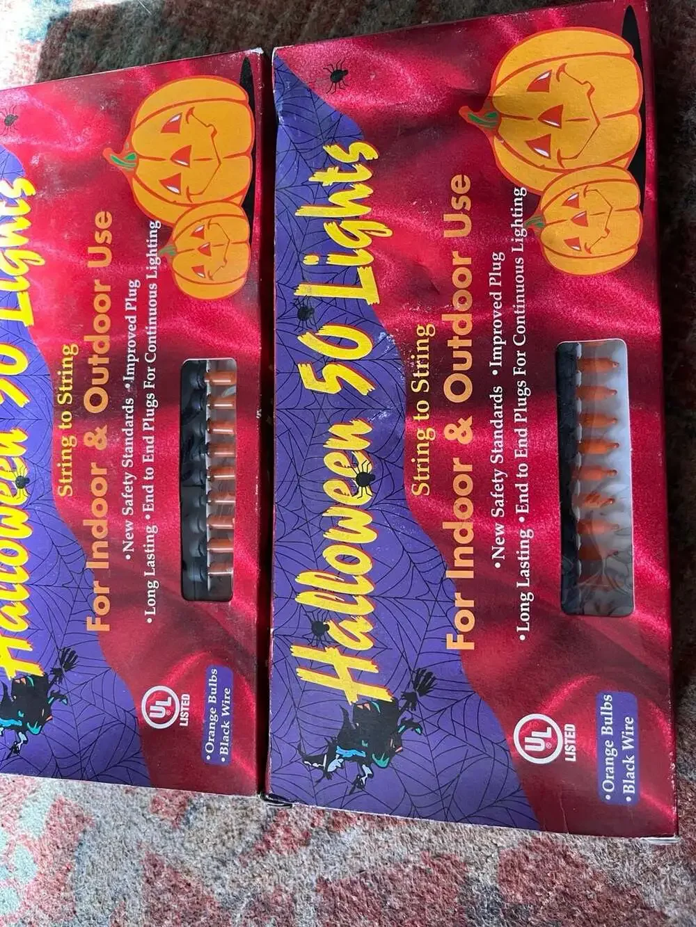 Set of 2 Halloween 50 Count Orange Mini Light Strings Indoor Outdoor